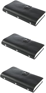 NUOBESTY 3Pcs Porta-Cartão Fino Carteiras De Couro Porta-Cartão De Couro Recipiente De Crédito Carteiras Finas Carteira Preta Porta-Fivela De Pressão Armazenamento De Crédito Porta-Crédito