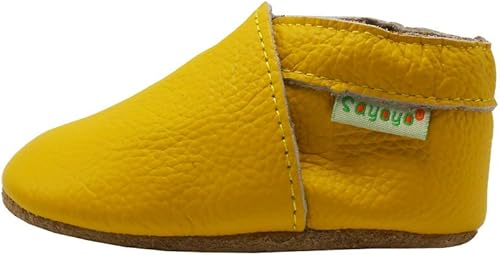 Miniatura 8 de SAYOYO Leather Infant Slippers Toddler Soft Sole Shoes First Walker Crib Shoes Baby Moccasins for Boys and Girls