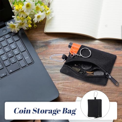 XENQITO 1 Stück Mini Geldbörse für Herren Damen, Münzgeldbörse, Canvas Münzbörse Nylon Taktische Klein Geldbeutel mit Reißverschluss, Mini Kleingeldbörse Portemonnaie mit Schlüsselring und Karabiner