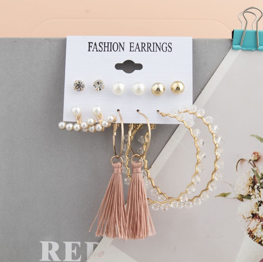 Image of ANNACREATIONS Stylish combo of pearl stud hoop earrings set for Women Girls