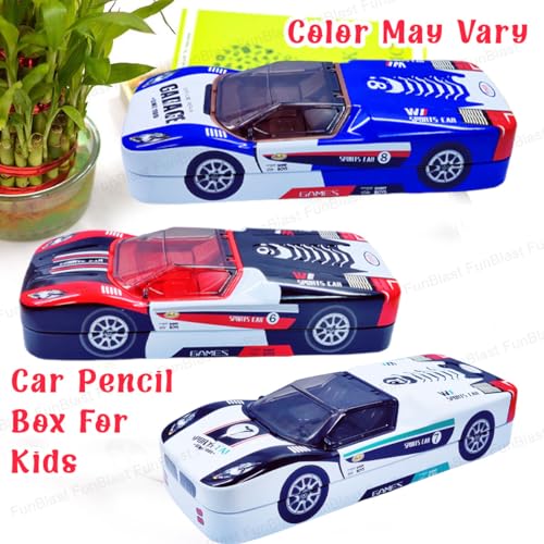 Image of FunBlast Metal Car Pencil Box for Kids, Double Layer Metal Pencil Case for Kids Boys, Stationery Organizer Box, Pen & Pencil Box for School Students, Return Gifts for Children (Color May Vary)