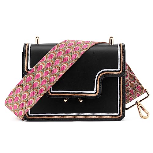 Image of Wide Shoulder Strap Adjustable Replacement Belt Guitar Style Crossbody Bag Handbag Strap Multicolor Canvas Straps(Wide:2in)(Color4)