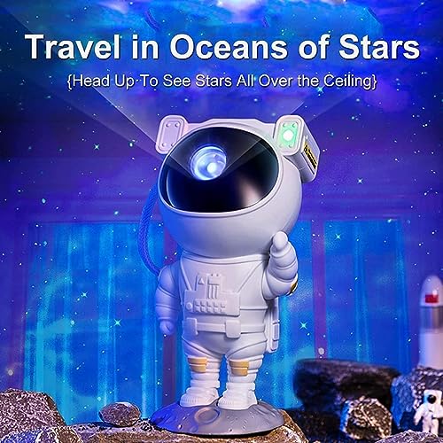 Image of Astronaut Galaxy Star Projector Night Light /Lamp With Remote Control | Rechargeable 360 Rotation Magnetic Usb Adjustable Timer Night Light For Kids - Abs, Fluorescent, White