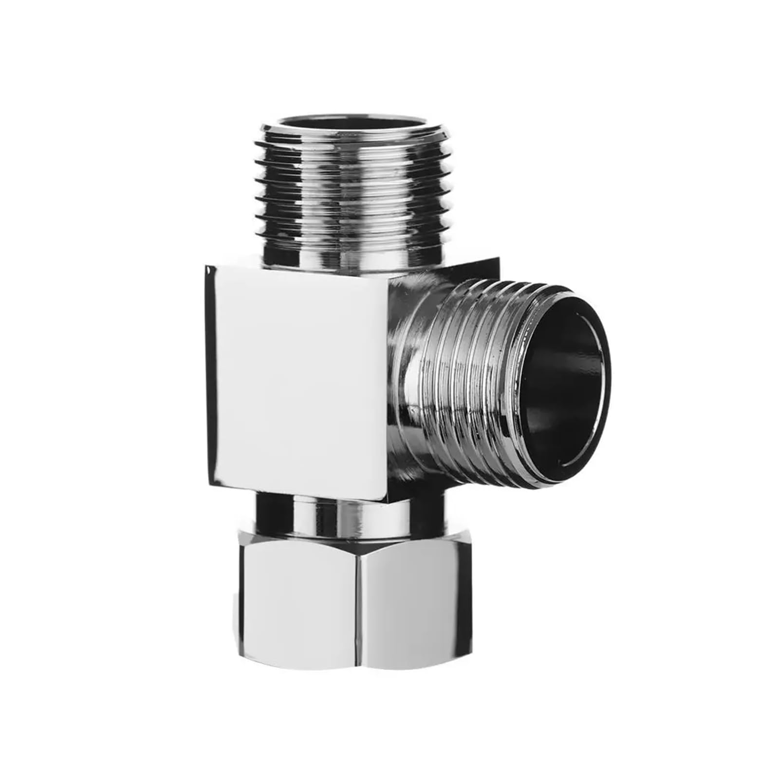 1/2" 3 Way Brass Chrome Diverter Water Separator T Shape Faucet Adapter Valve Tap Splitter Shower for Bathroom Bathtub(Color2)