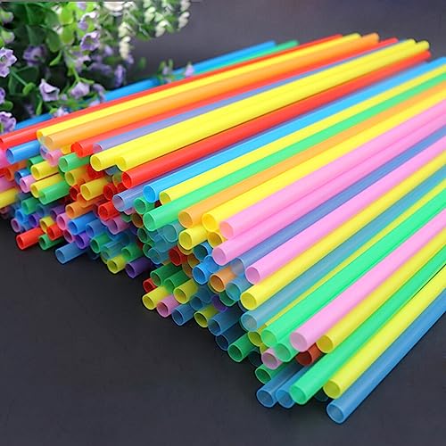 Image of Healeved 200 Pcs Extra Large Smoothie Straws Flat Mouth Drinking Straws Disposable for Parties Bbq Wedding Birthday