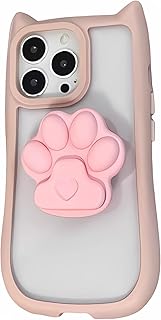 iPhone 11用 ケース 付き かわいい 猫耳 立体 猫爪ホルダー おしゃれ シンプル 透明 韓国 個性 クリエイティブ 人気 スマホケース 薄型 総合保護 携帯電話ケース アクリル 一体型 ソフトケース 耐磨耗 落下防止(iPhone 11 pink)