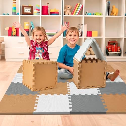 16 Tiles Baby Play Mat for Floor, EVA Foam Baby Floor Play Mat wi...