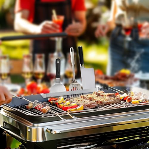 Belle&Beau JPXM016PLG2401-1 10 Inch Griddle Spatula Holder, 2 Pack Stainless Steel Grill Barbecue Tool Rack With 3 Magnetic Hooks thumb #4