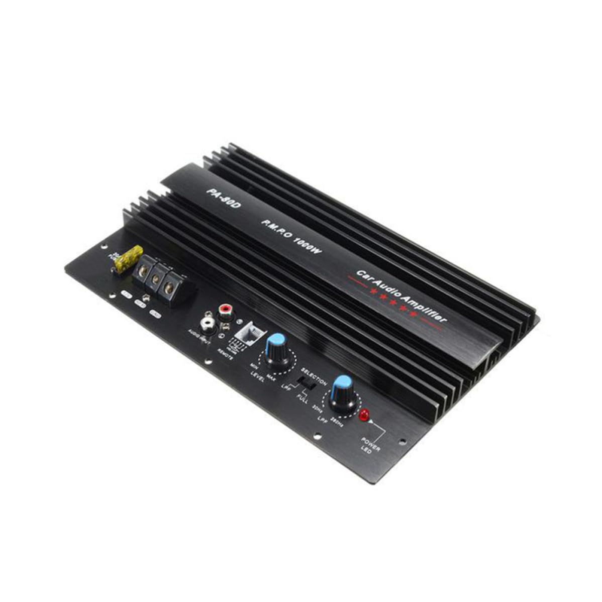 Kisangel Amplificador de Subwoofers para Coche 12v 1000w Mono Control de CD y Carcasa de Acero Inoxidable para Sistema de Audio de Automóvil