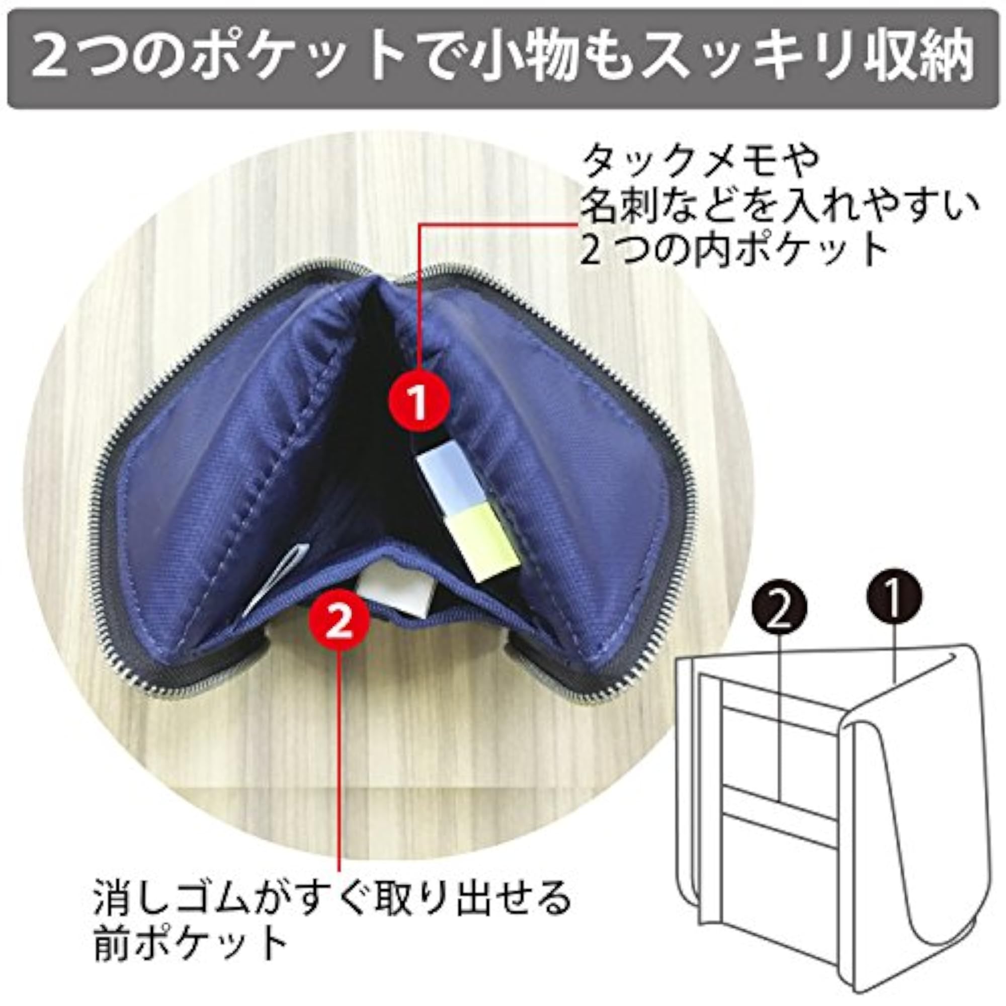 Kokuyo Pen Case, Pencil Case, Pen Holder, Flat Biz, Navy