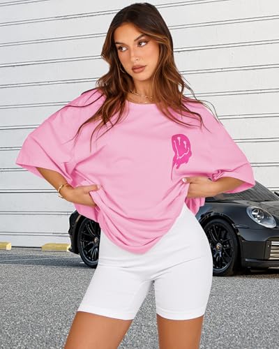 Womens Oversized Tshirt Graphic Tees Crew Neck Summer Short Sleeve Loose Fit Tops - Image 5