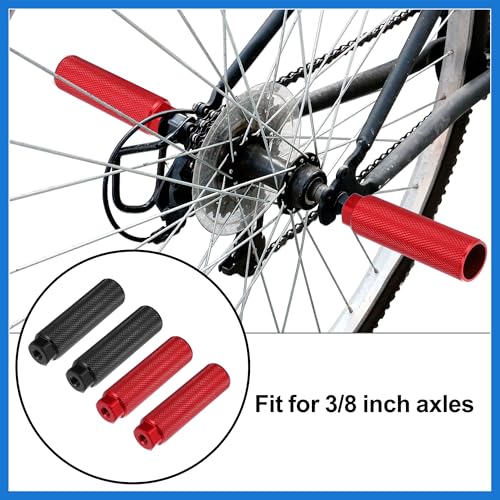 VekAuto 2 Pair 100x28mm Universal Aluminum Alloy Axle Rear Foot Pegs Footrests for BMX MTB Bike Bicycle Fit 3/8 Inch Black Red Auto Accessories