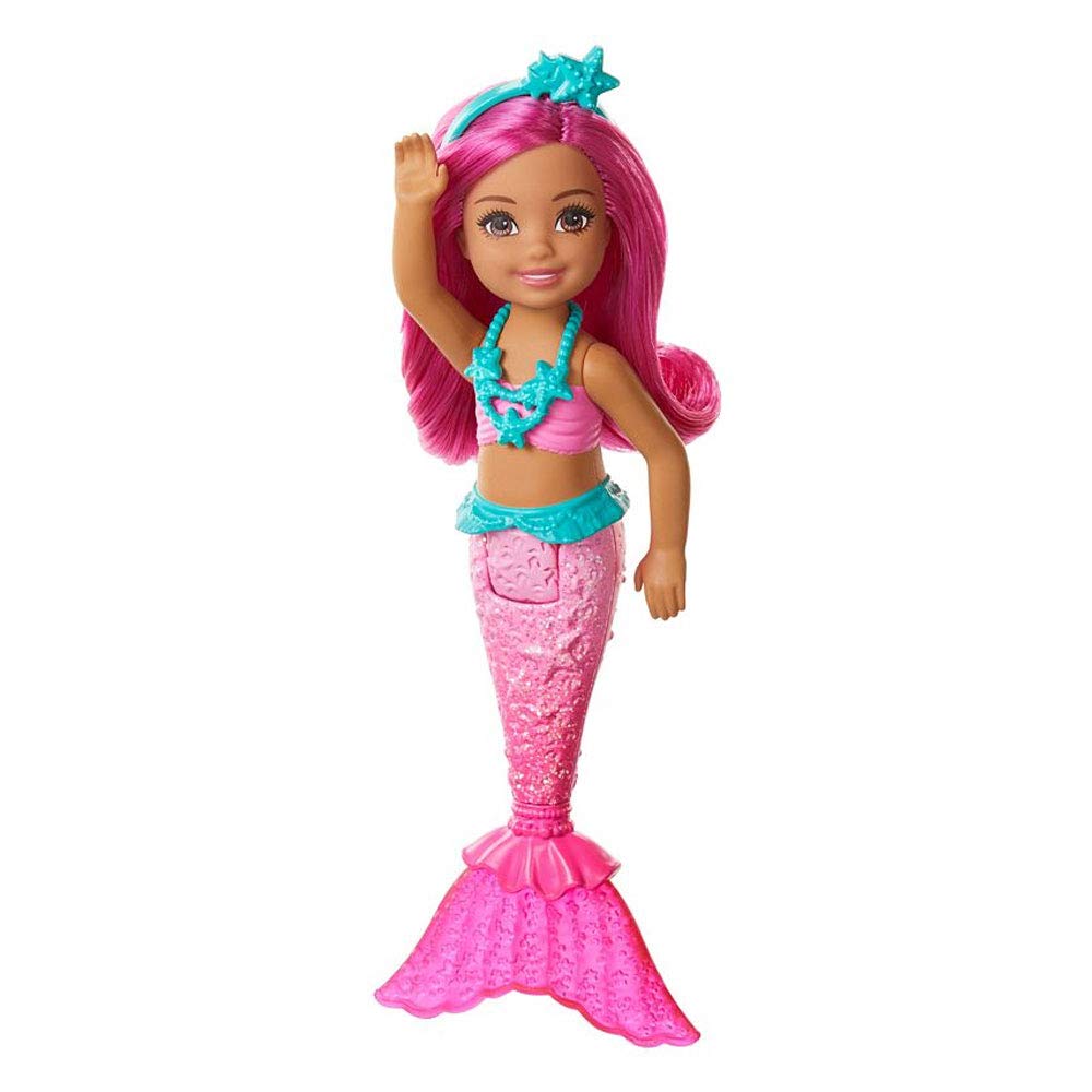 Barbie Dreamtopia Chelsea Mermaid Doll, 6.5-inch with Pink Hair and Tail, Multicolor