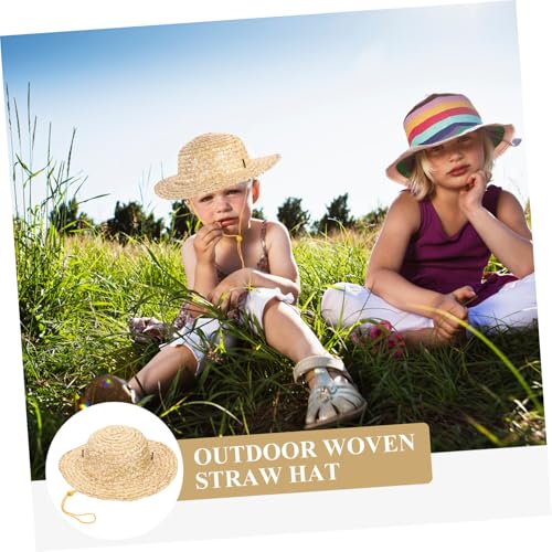 Adjustable Boys and Girls Straw Hat Beach Decor Woven Sun Protection Hat for Boys Beige3