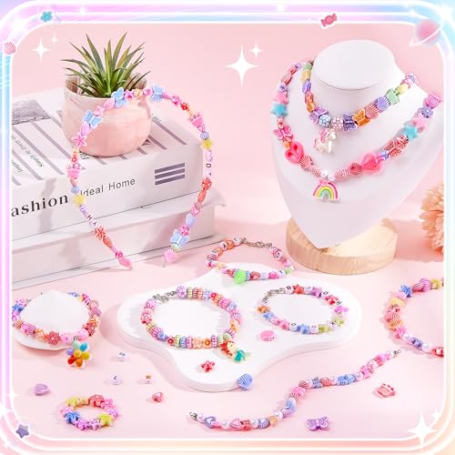 UPDOKIT Geschenk für Mädchen, 2 Boxen Perlen zum Auffädeln Kinder, DIY Armbänder Selber Machen Craft Set… – Ansicht 4