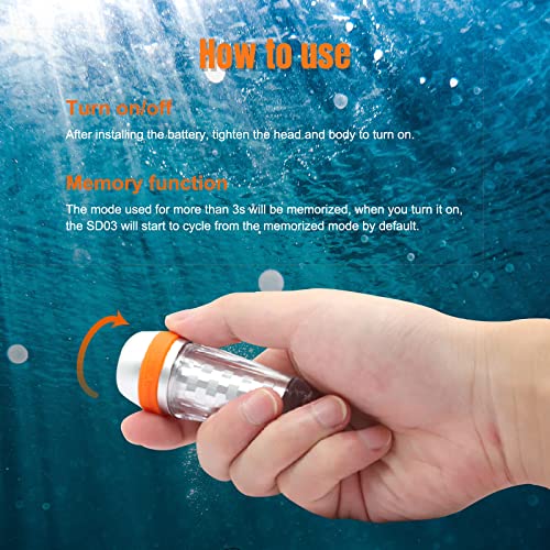ORCATORCH SD03 Dive Signal Light 4-Color-in-1 (Blue, Red, White, Green) 8 Modes Scuba Diving Beacon with Constant and Flashing Modes, Mini Scuba Tank Marker Light for 100M Underwater Diving by ORCATORCH - Image 4