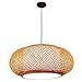 Produktbild Esszimmerlampe Vintage Pendelleuchte Retro Bambus Lampe Esstisch Hängeleuchte, Sockel E27 Max. 40W Geeignet für Leuchtmittel LED/ Edison-Birne, Höhenverstellbar, Ø50cm Handgemacht Rattan Lampenschirm