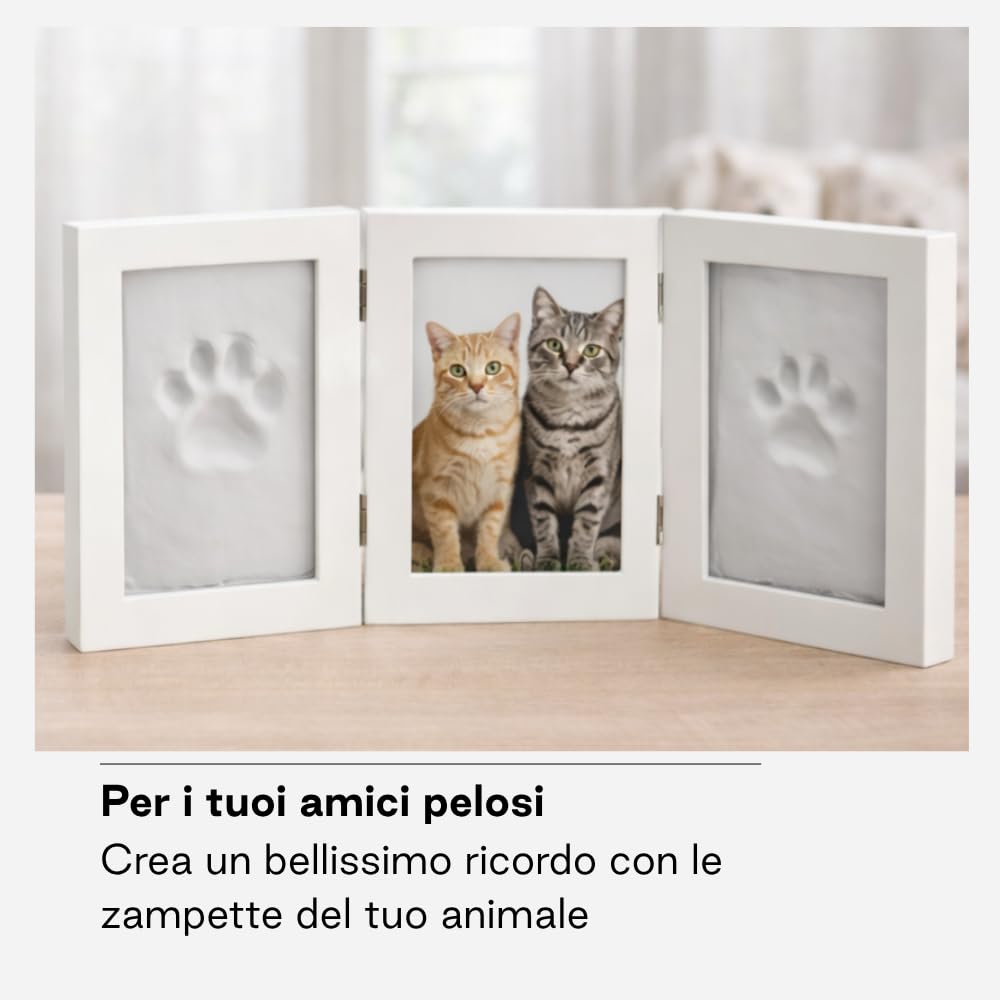 Jané Cornice Impronta Bebè con Foto, Argilla Modellabile Essiccazione 24h, Ricordo Mano o Piede, Adatta anche per Impronta Animali, Bianco