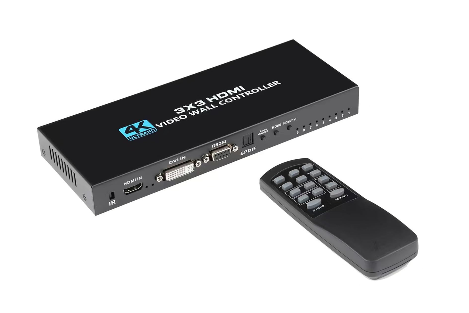 3x3 Video Wall Controller 4K HDMI DVI entrée 1080p 3x3 2x3 2X4 4X2 1X4 TV Wall Controller processeur 9 Écran épissure épissure boîte