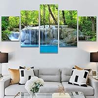 SIGNWIN 5 Panel Canvas Wall Art Modern Art Dramatic Farmhouse/Country Mountain Multicolor Nature Photography for Home Decorations Ready to Hang - 60