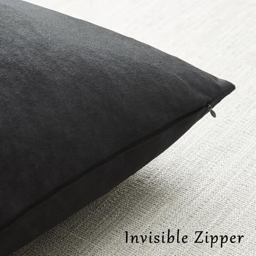 Image of GIGIZAZA Decorative Throw Pillow Covers 16x16,Black Square Couch Pillow Covers,Velvet Sofa Boho Cushion Pillows