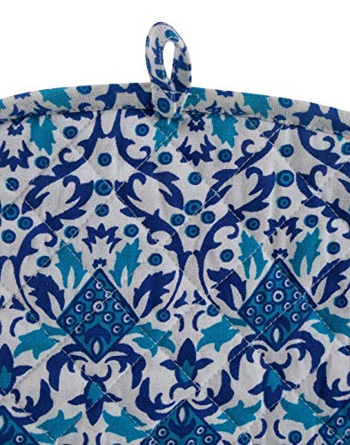 Image of Blue Ombre Mandala Cotton Handmade Designs Tea Cozy Creative Tea COSI Indian Mandala Tea Cozies Tea Pot Cover 14x11 Inch