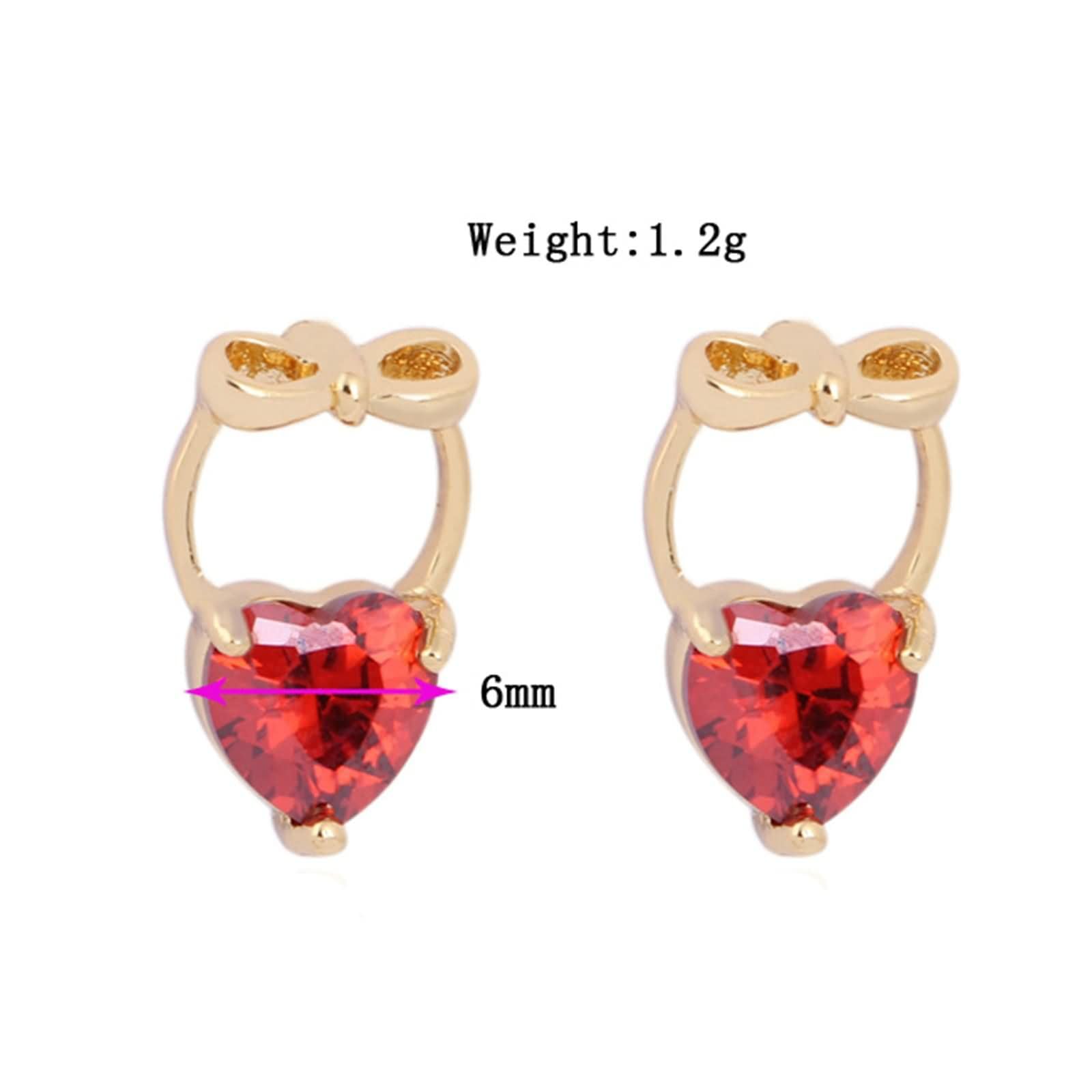 Damen Ohrringe 9K / 14K / 18 Karat Gelbgold, Schleife und Herz mit Moissanit, Damenohrringe Gold Stecker