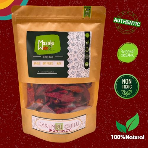 Image of TheMasalewale's Kashmiri Red Chilli Whole | Stemless | Kashmiri Lal Mirch | Mild Spicy & Deep Red Colour | Handpicked for Curries, Tadka & Indian Cooking | Must Try | 450 Grams | New Crop 2026 |