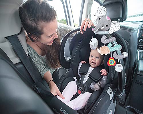 Baby Car Seat Toys, Infant Activity Spiral Toys Hanging Stroller Toys For Baby With Musical Owl Rattles Hedgehog Beep Ladybug Squeaker - Gray Elephant Toys For Newborn Baby 0 3 6 12 Months #TOP2