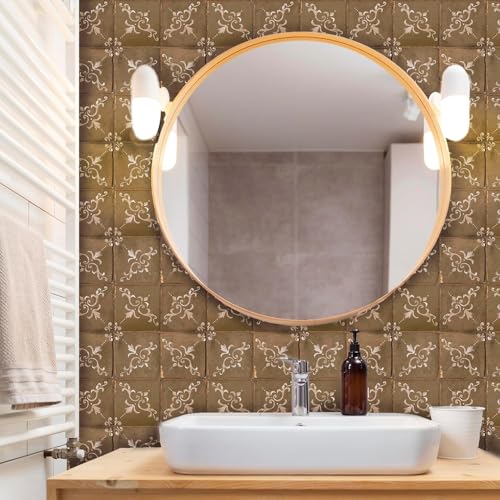 Image of 40 PC Pack (6 X 6) Thin Art Artistic Bohemian Peel and Stick Wall Sticky Backsplash Vinyl Waterproof Removable Tile Sticker Decals for Bathroom & Kitchen, (H, 6X6)