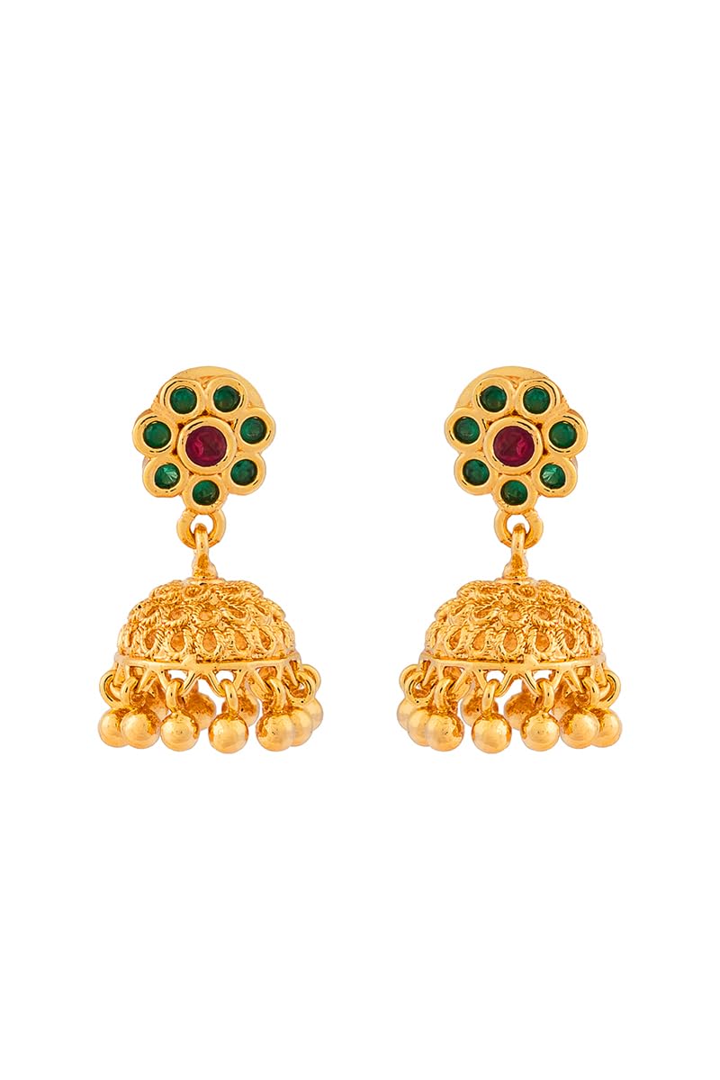 Radhas Creations ruby jhumka EARRINGS (MEDIUM SIZE) Push type opening for girls and women one gram gold No.820 (B084V9919J) Amazon Price History, Amazon Price Tracker