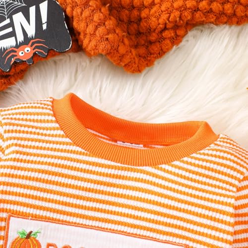 Children's Pullover Sweatsuits Halloween Printed Long Sleeve Sweatpants Two Piece Set Fashion Comfy Sets U-96 Orange 04