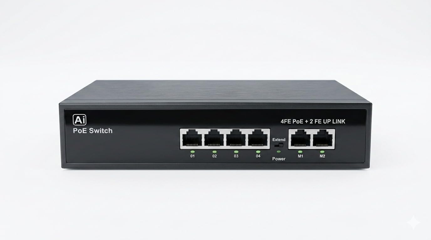 4-Port Gigabit PoE Switch with 2 Uplink Ports, IEEE 802.3af/at PoE Network Switch, 250m Extend Mode, Metal Housing, Plug & Play for IP Cameras, CCTV, Access Points-image-43