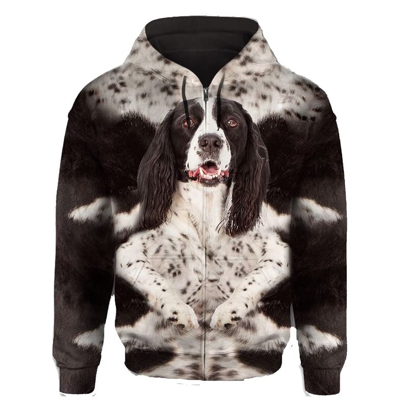Pull à capuche homme avec motif Springer effet relief veste manches longues zippée multicolore