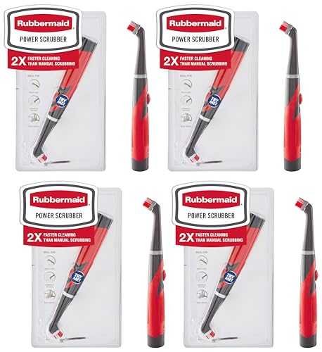 Image of Rubbermaid Reveal Power Scrubber with Multi-Purpose Head, Cordless Electric Battery Powered Scrub Brush, Water Resistant, for Home /Kitchen /Bathroom /Grout /Tile /Shower /Tub (Pack of 4)