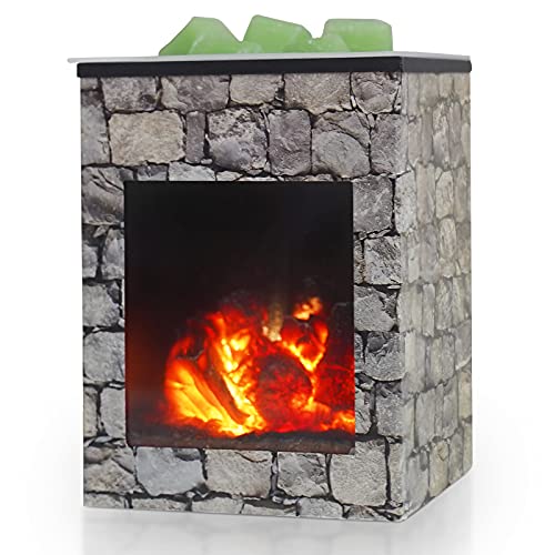 Bobolyn Iron Electric Oil Burner Wax Melt Burner Warmer Melter Fragrance Oil Burner for Home Office Bedroom Living Room Gifts (Fireplace)