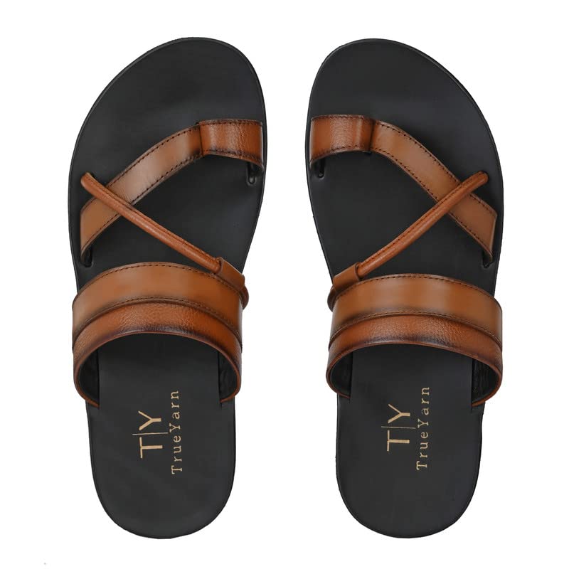 Image of Men's Original Leather Slippers | Thong Slippers For Men | Stylish & Trendy | Double Toned | Durable | Casual