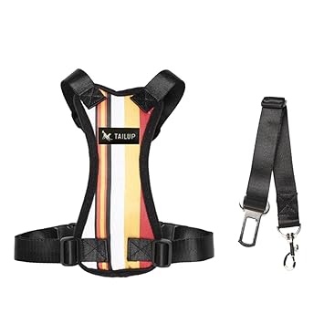 Meri Shopp Adjustable Pet Cat Dog Car Seat Belt Restraint Harness Leash Stripe_L