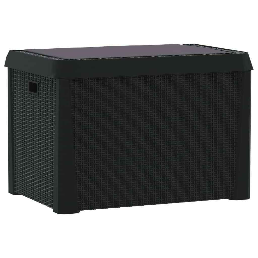 vidaXL Caja de Almacenaje Jardín con Cojín de Asiento, Caja Cerradura, Asiento Exterior de Almacenaje, Baúl Arcón de Patio, PP Gris Antracita 125 L