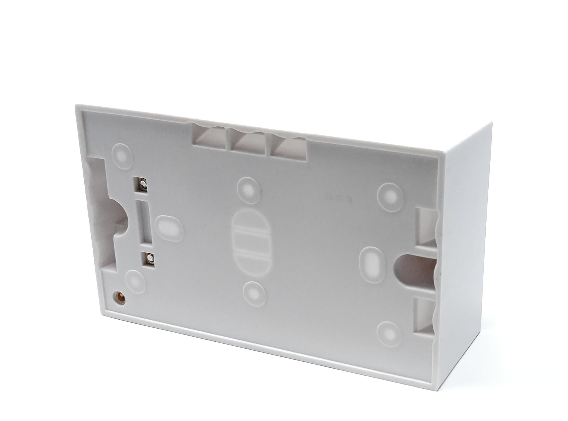 1pcs. Dual 2 Gang Surface Mount Back Box Pattress Box (47mm Deep) Fitted With Earth Terminals, White - Image 2