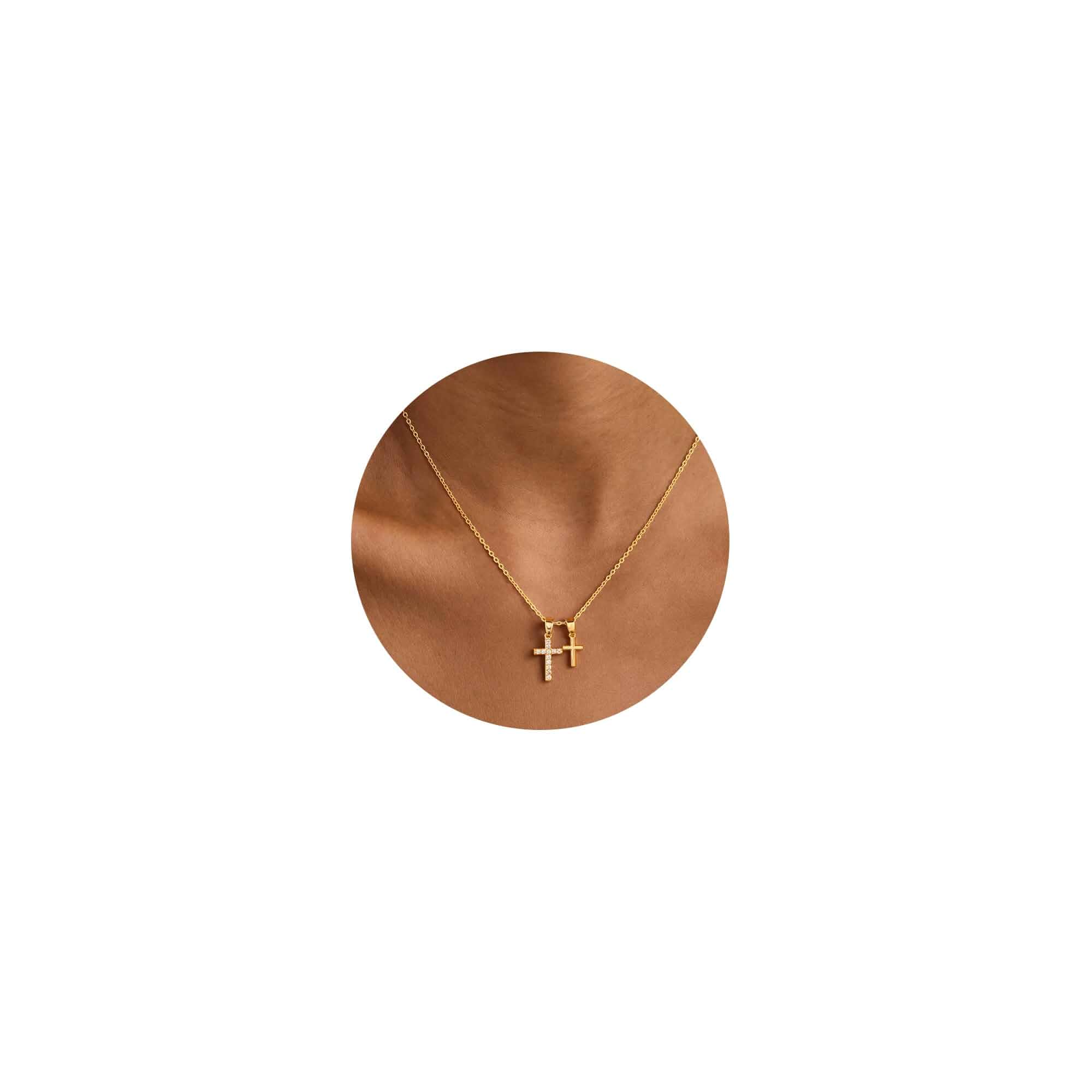 Cross Necklace for Women 14k Gold/Silver Plated Dainty Pendant Necklaces Trendy Jewelry Non Tarnish Hypoallergenic Waterproof Lightweight Gift for Women