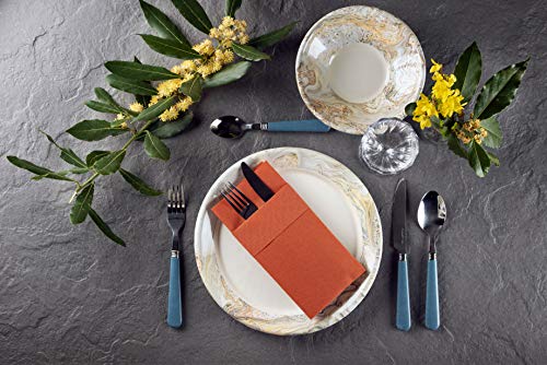 Terracotta Dinner Napkins Cloth Like With Built-In Flatware Pocket, Linen-Feel Absorbent Disposable Paper Hand Napkins For Kitchen, Bathroom, Parties, Weddings, Dinners Or Events, 1/8 Fold, Pack Of 50 #TOP3