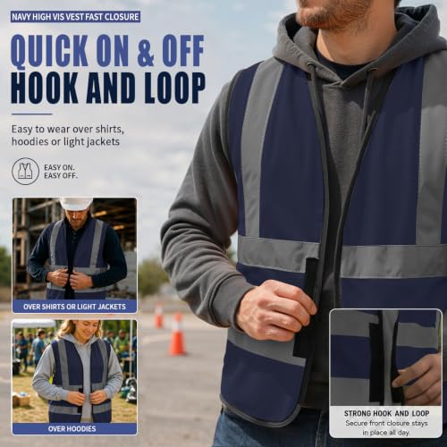 Image of AYKRM 12 colour High visibility viz vest hi vis viz reflective work construction safety vest (XS-8XL)