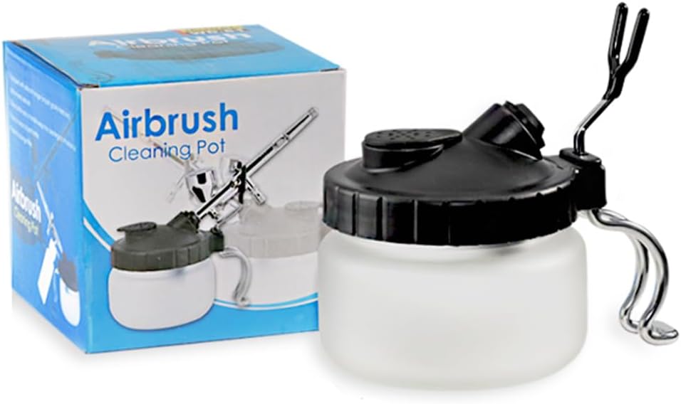 Langlengtec Airbrush Cleaning Pot Glass Jar Bottle Ideal for Airbrush Cleaning and Holder