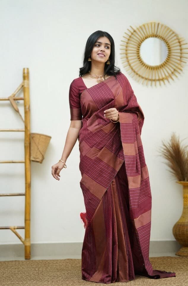 Image of Flosive Women's Kanjivaram Pure Zari Woven Soft Silk Saree With Blouse Piece (Mix Color)