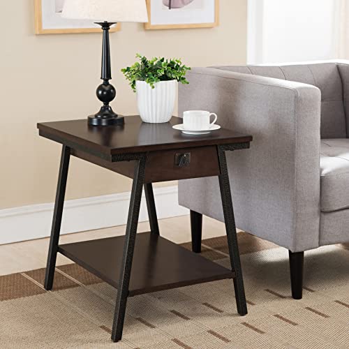 Leick Empiria Modern Industrial Drawer End Table - Walnut #TOP2