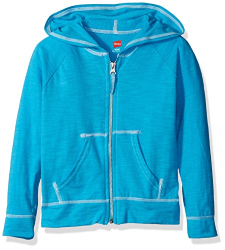 Hanes Little Girls  Slub Jersey Full Zip Jacket, Process Blue, Small