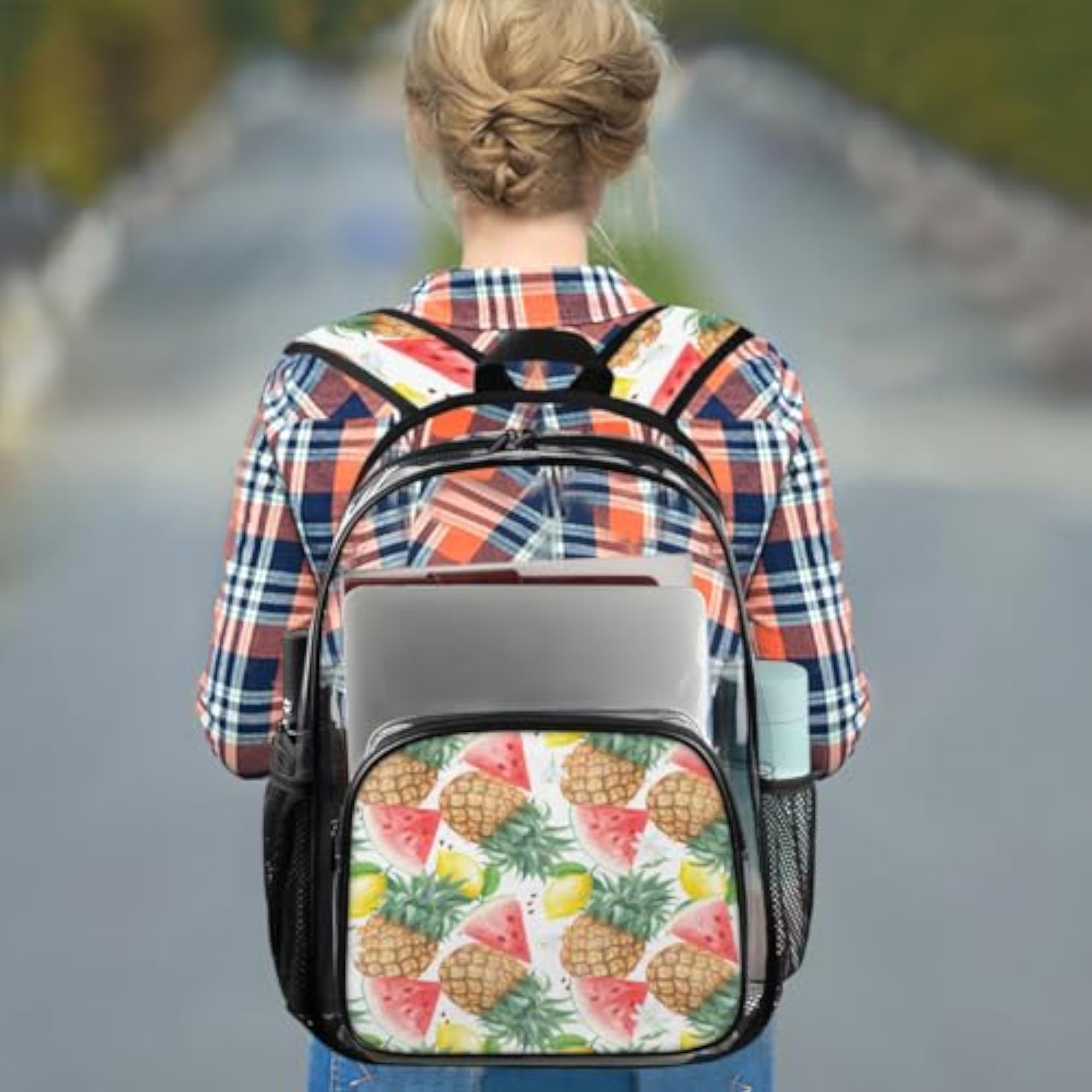 Pineapple Watermelon Clear Backpack with Laptop Compartment
