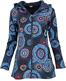 GURU SHOP Lange Hippie Chic Jacke, Bestickte Jacke, Petrol, Baumwolle, Size:L (40), Boho Jacken, Westen Alternative Bekleidung
