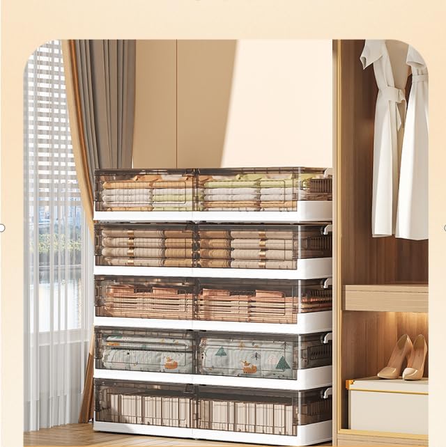 Underbed Roller Organizer, Stackable Flip-Top Plastic Containers For Bedroom And Everyday Home Storage (Coffee, 2-Pack)